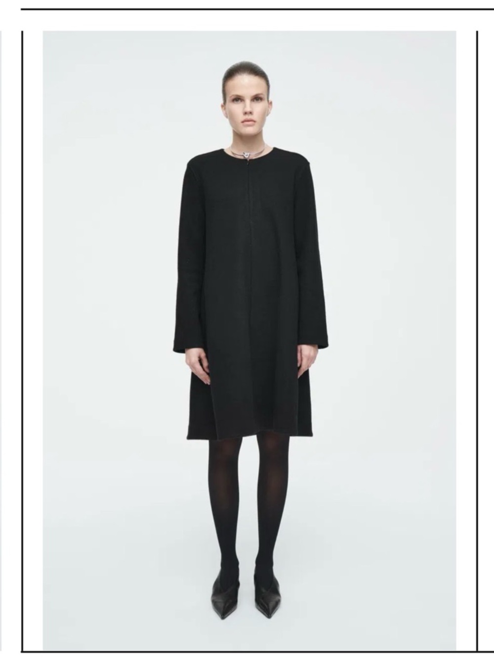 NWOT COS Black Wool Zip-Front Coat